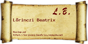 Lőrinczi Beatrix névjegykártya